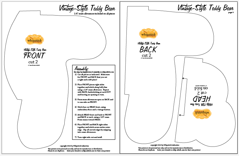 What are some free, easy teddy bear patterns?