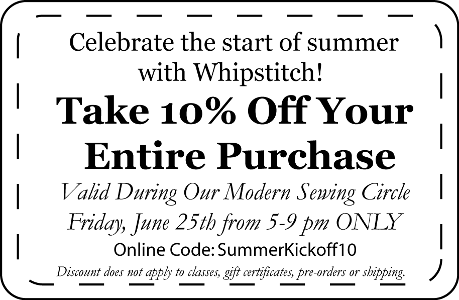 Modern Sewing Circle at Whipstitch plus coupons and prizes