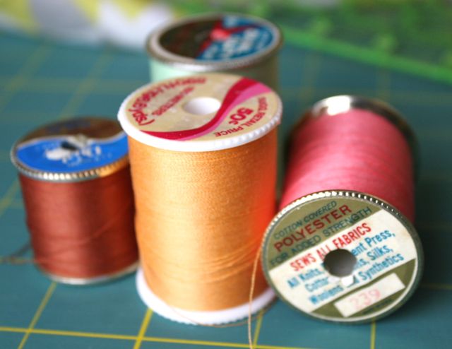 14 Vintage Wooden Cotton Reels. Some Usable Vintage Cotton Thread and Cord.  