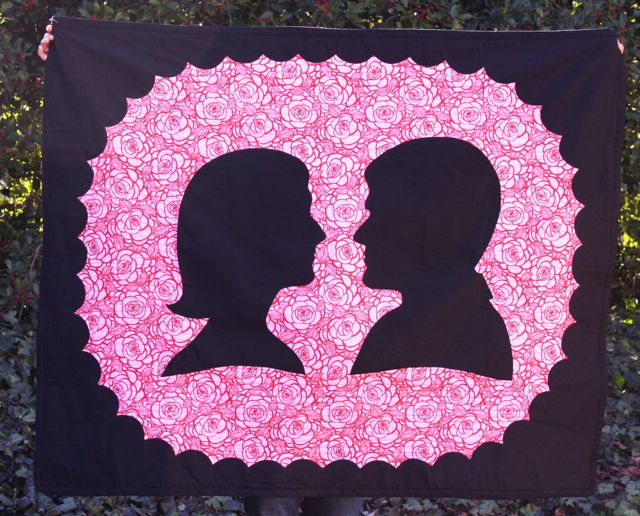 valentine silhouette quilt Whipstitch