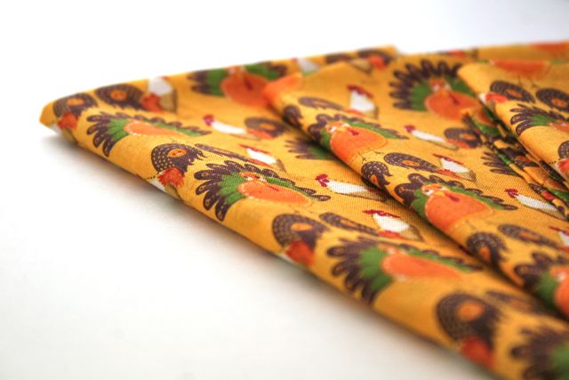 thanksgiving napkins with mitered corners