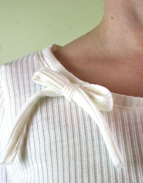 sweater knit wool tee bow