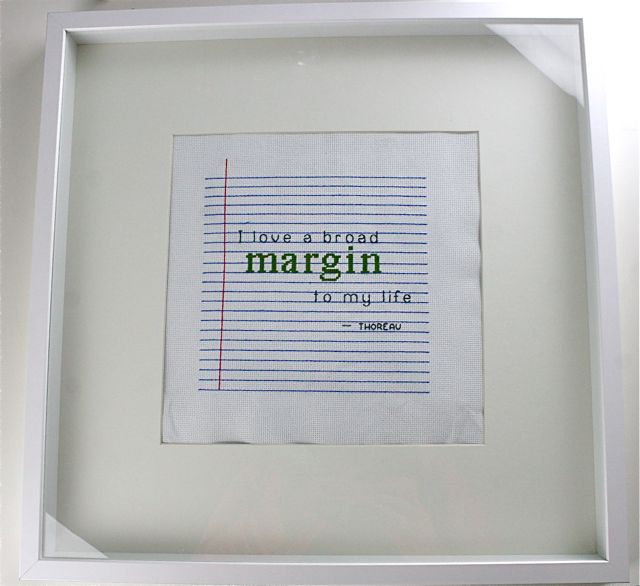 margin cross stitch before