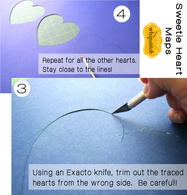 tutorial for how to make heart shaped map mats