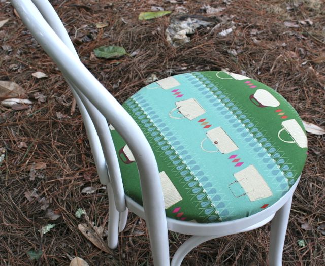 updated dining room chair with new fabric and paint