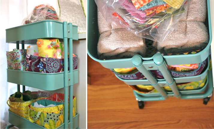 whipstitch studio raskog cart with fabric baskets