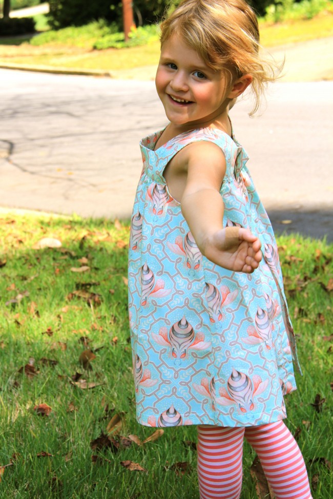 tula pink bumble preschooler pinafore