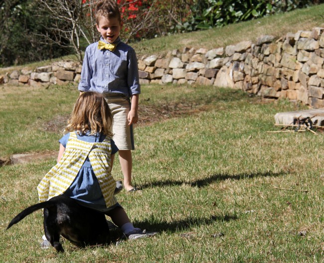 Its not easter until someone tries to ride the dog