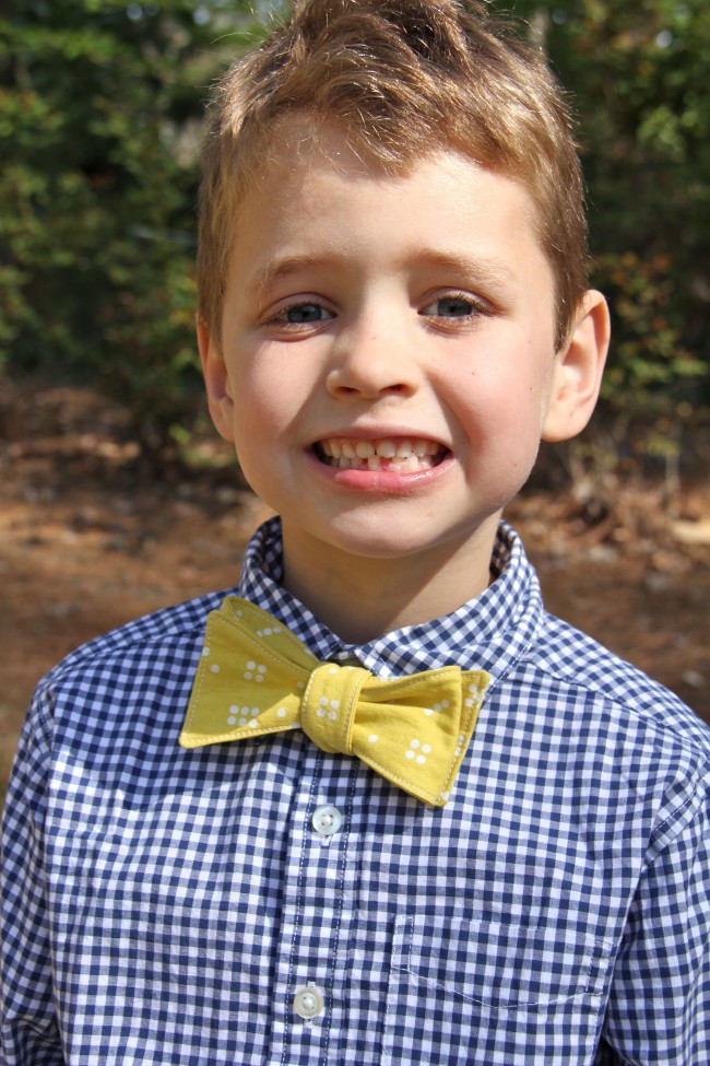 gingham and a handmade bow tie