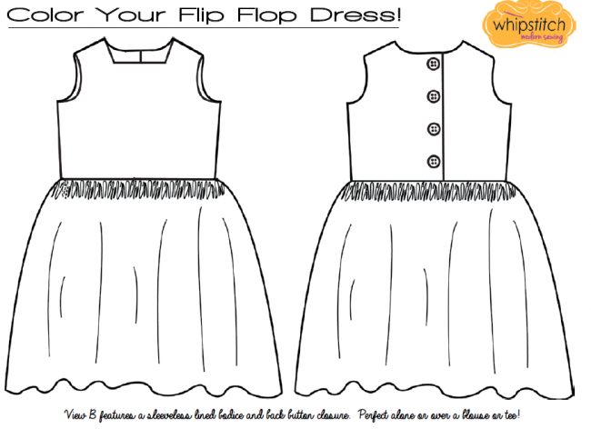 Coloring page for the Flip Flop Dress pattern