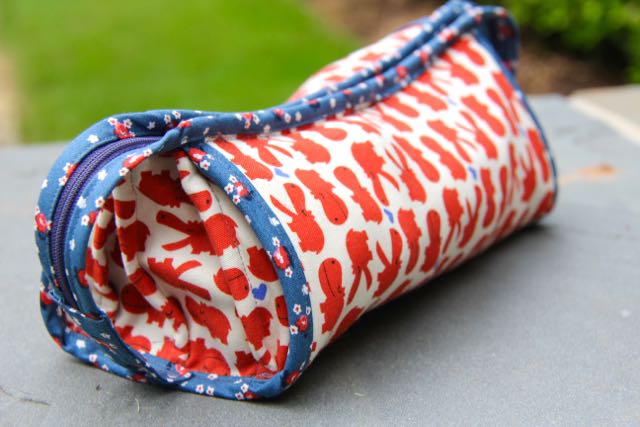 sew together cosmetics bag all zipped up