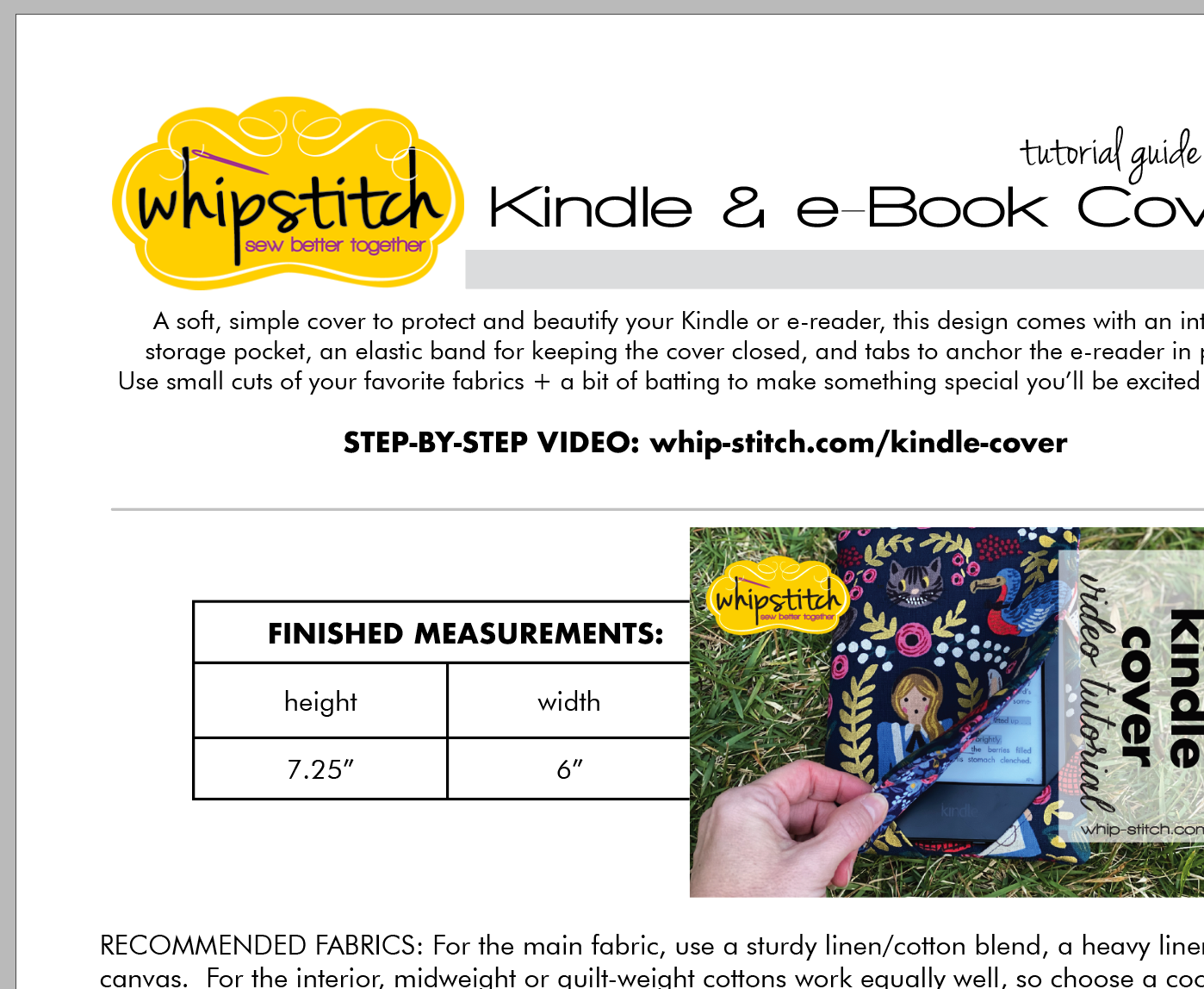 Tutorial for the Kindle Cover and Case